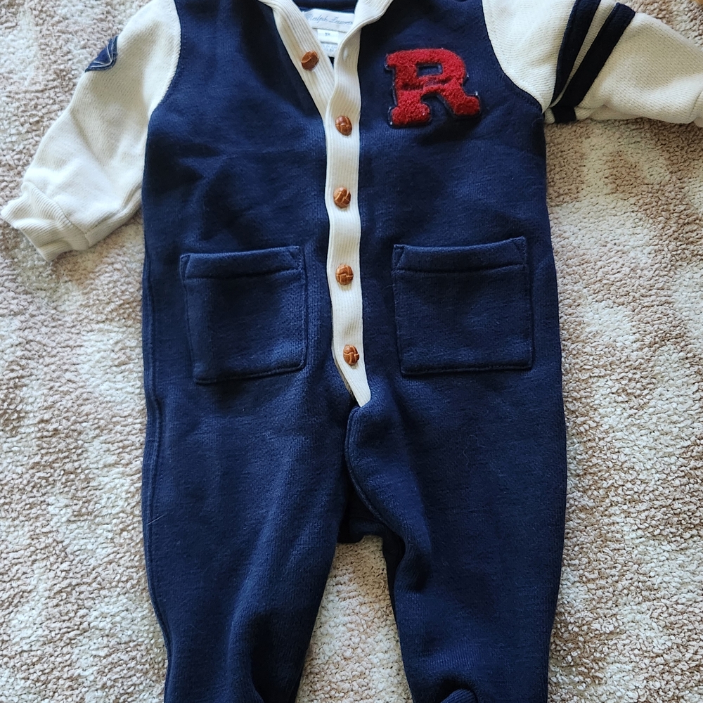 Ralph Lauren Navy and Cream Kids Bodysuit